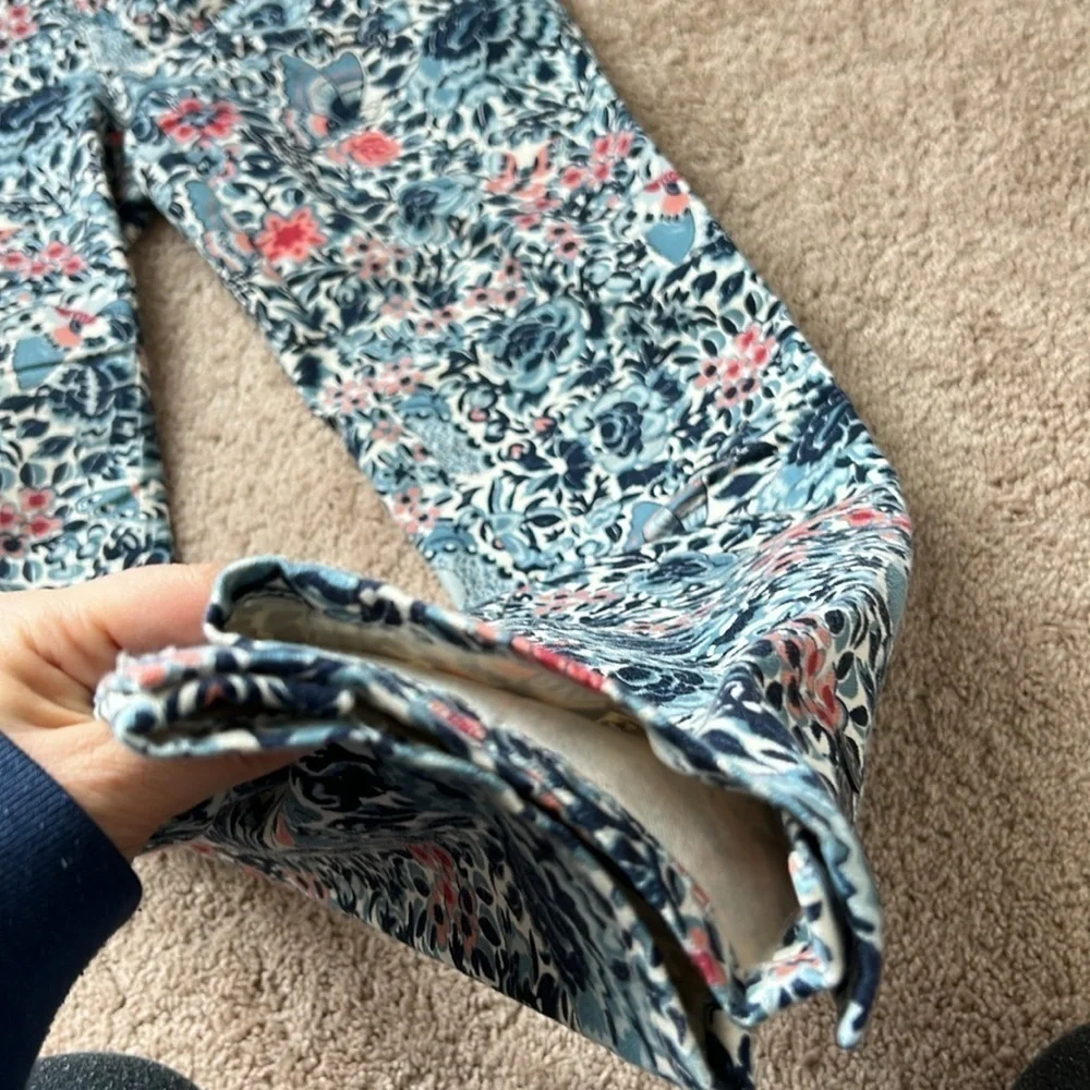 Tory Burch Emmy Ankle Skinny Jeans Blue Lake Kyoto Floral Print
